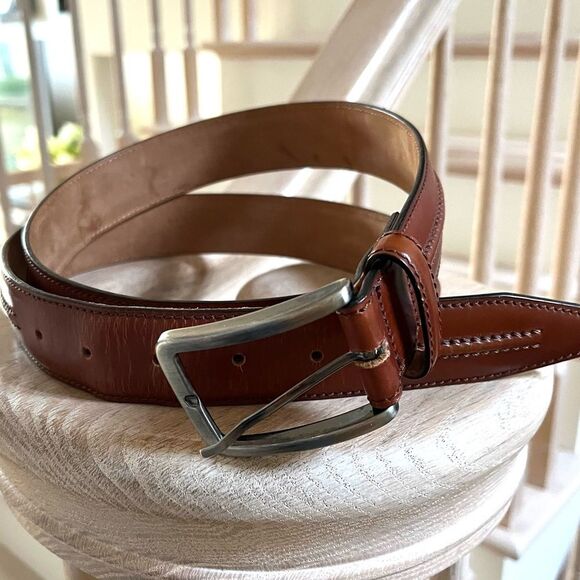 Paul Frederick Genuine Leather Made In Italy Cognac Brown Belt 42 - Picture 2 of 15